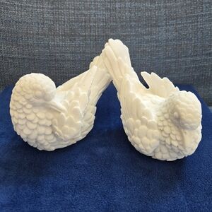 Vintage White Alabaster Doves - A. Santini of Italy  Love Birds Figurines No Box